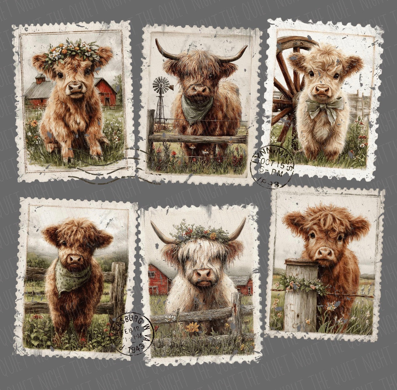 Highland Cow Stamps